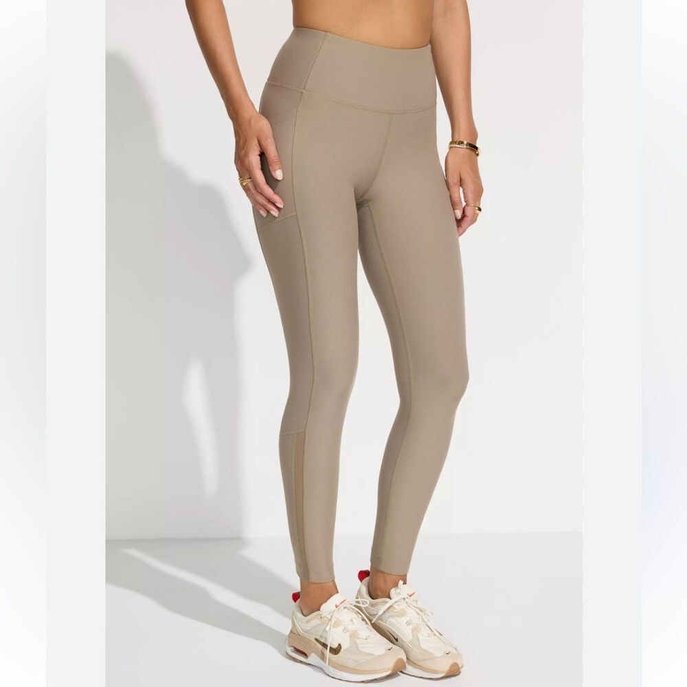 Mondetta Active Power Mesh Performance Leggings Size XL Taupe Brown High Rise